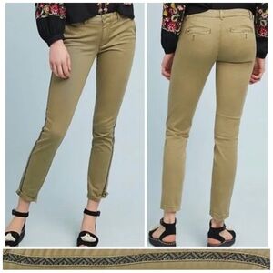 Chino Anthropologie relaxed fit pants pattern tuxedo stripe army olive green 25